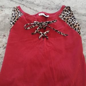 Long sleeve knit lace up top